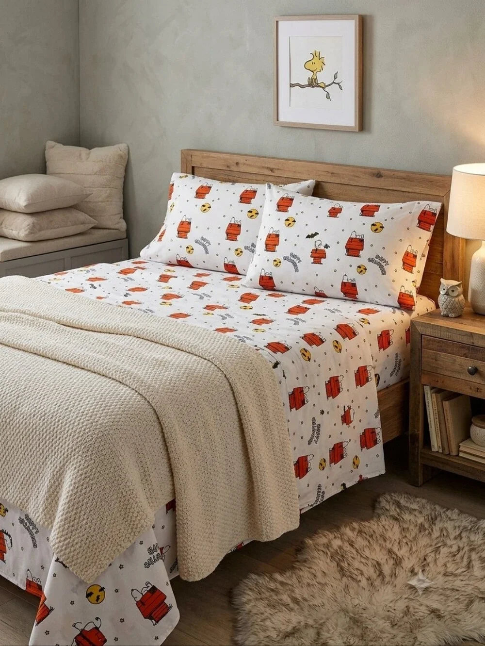NWT! Peanuts Snoopy Halloween Queen Size Sheet Set